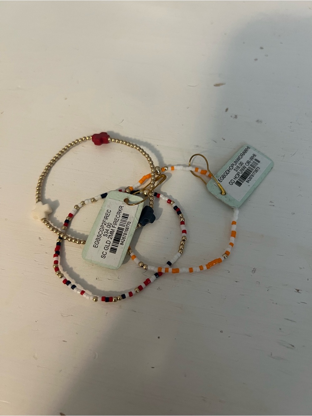 Egirl Enewton Bracelets Beaded Multi-Color Orange and Gold Red White & Blue Set
